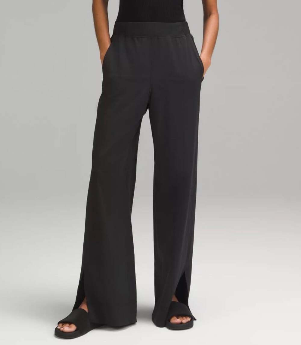 Lululemon Women's Size Small Black Stretch Woven High Rise Wide Leg Pants